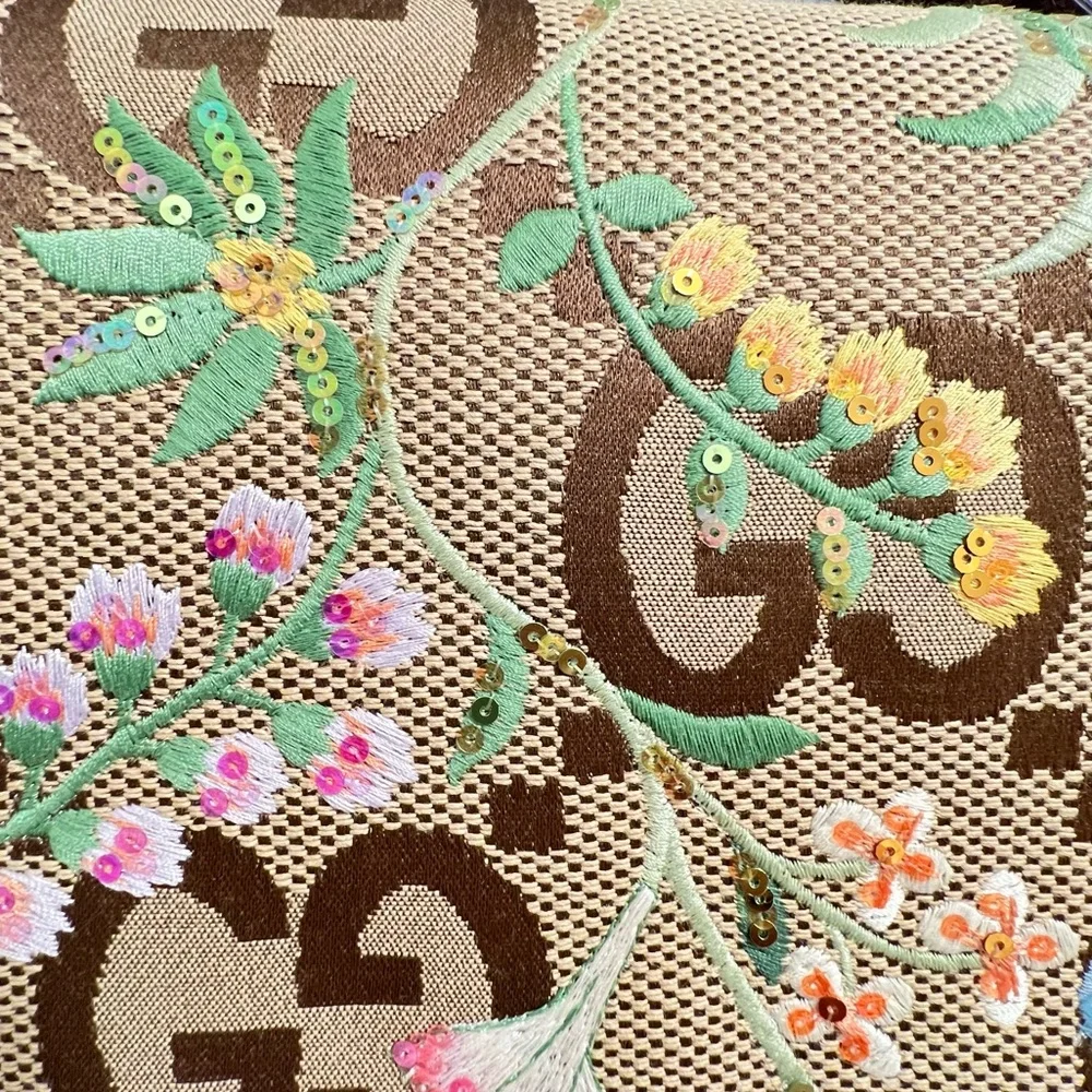 GUCCI Jumbo GG Floral Embroidered 1955 Authentic Horsebit Shoulder Bag - Picture 9 of 10